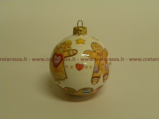 cod.art: pn78 - Pallina di natale in ceramica da cm 8, dipinta a mano e personalizzata su richiesta. Ne vorresti una simile? Invia una richiesta e riceverai il preventivo con le spese di spedizione. 